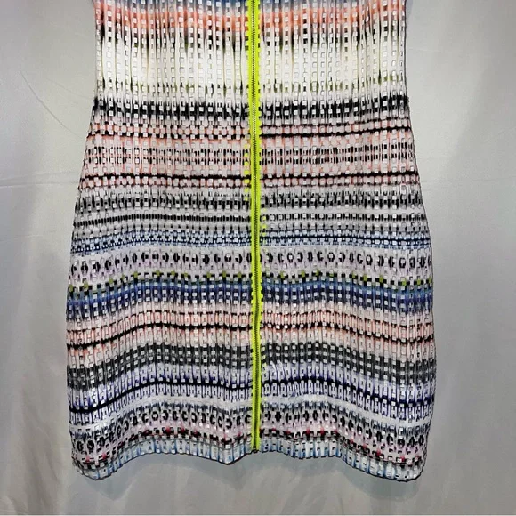 Romeo + Juliet Neon Multi Ombre Perforated Zip-Up Sleeveless A-Line Sheath Dress - Picture 7 of 11